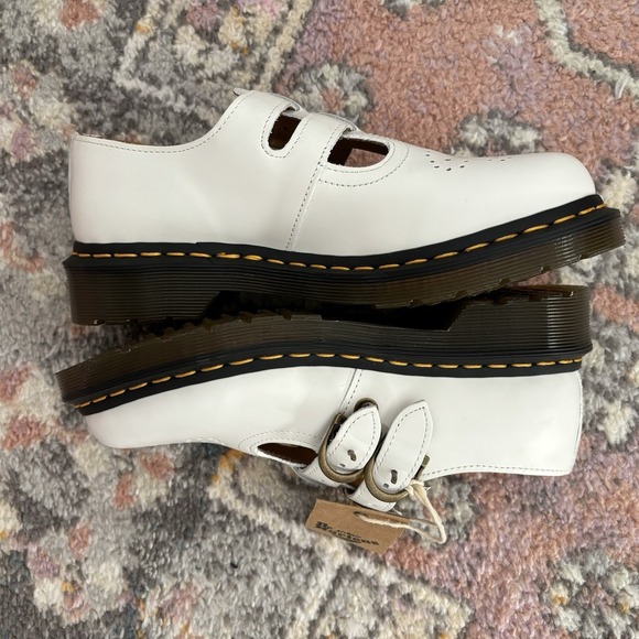 Dr Doc Martens 8065 Mary Jane White Virginia T-Strap Buckle Shoes Women 6 Chunky - Picture 2 of 10